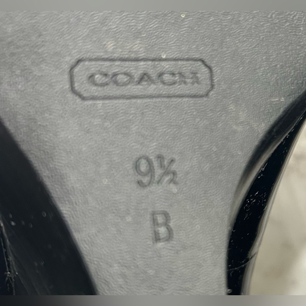 Coach Black Patent Leather Bow Peep-Toe Heels - Picture 3 of 7